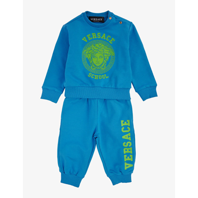 Shop Versace School Branded Stretch-cotton Tracksuit 3-36 Months In Daddy+acid