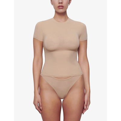 Shop Skims Women's Clay Fits Everybody Stretch-jersey T-shirt In Nude (lingerie)
