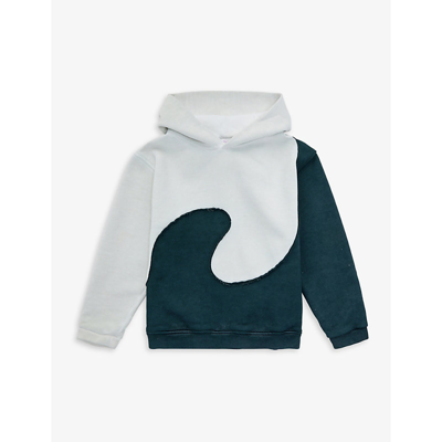 Shop Erl Swirl Embroidered Cotton Hoody 6-14 Years In White Black