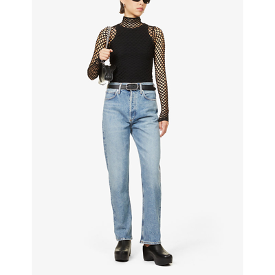 Shop Agolde 90s Pinch Waist Straight-leg High-rise Organic Denim Jeans In Navigate