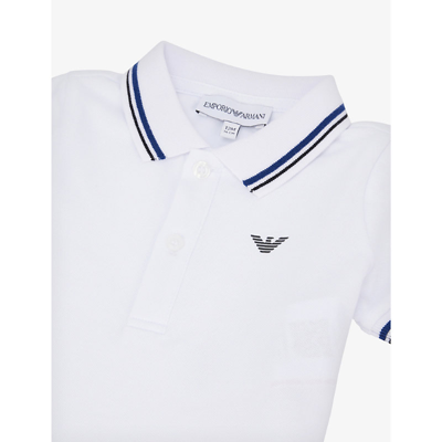Shop Emporio Armani Logo-print Cotton-piqué Polo Shirt 6-36 Months In White