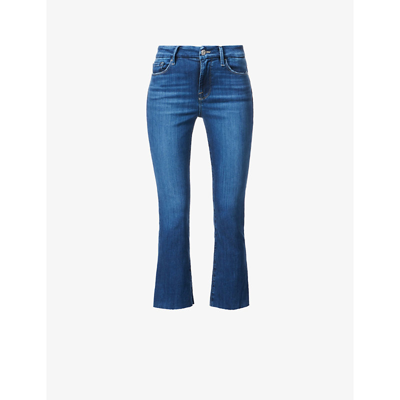 Shop Frame Le Crop Mini Boot-cut High-rise Stretch-denim Jeans In Lupine