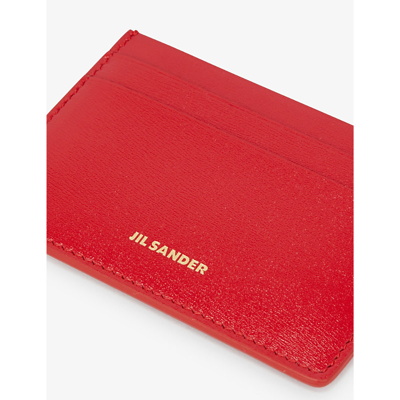 Shop Jil Sander Logo-print Leather Card Holder In Red