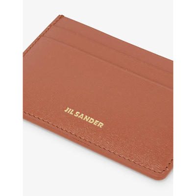 Shop Jil Sander Rosewood Logo-print Leather Card Holder