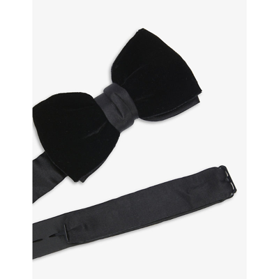 Shop Lanvin Velvet Satin Bow Tie In Black