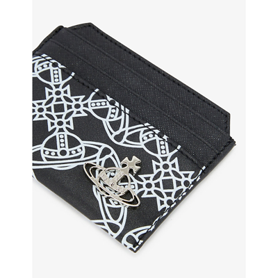 Shop Vivienne Westwood Logo-print Faux-leather Card Holder In Black / White Orb