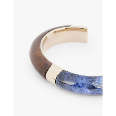Shop Chloé Jamie Brass Bangle Bracelet In Brown - Blue 1