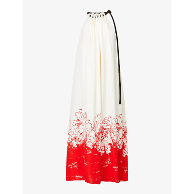 Shop Proenza Schouler Floral-print Relaxed-fit Woven Midi Dress In Off White Multi