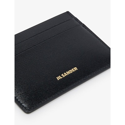 Shop Jil Sander Black Logo-print Leather Card Holder