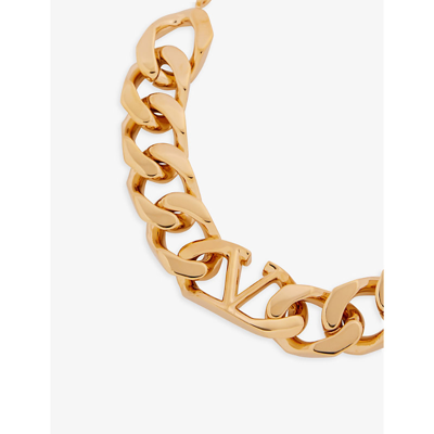 Shop Valentino Garavani Women's Gold Vlogo Gold-tone Brass Necklace