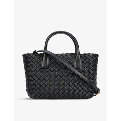 Shop Bottega Veneta Womens Black-gold Cabat Mini Leather Tote Bag