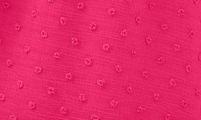 Cece Clip Dot Flutter Sleeve Midi Dress In Bright Rose