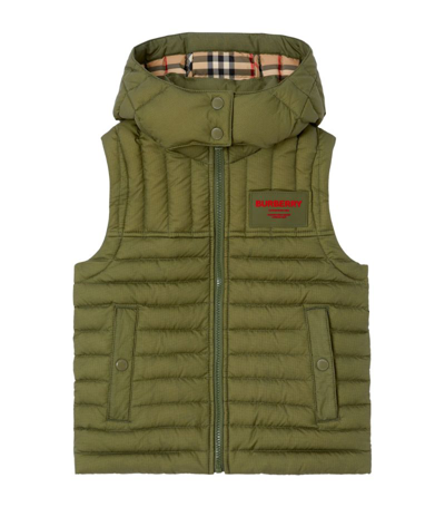 Shop Burberry Kids Horseferry-appliqué Padded Gilet (3-14 Years) In Green