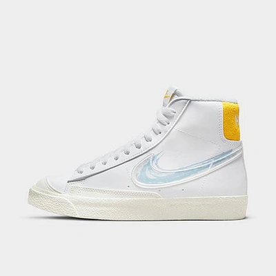 Shop Nike Girls' Big Kids' Blazer Mid '77 Paint Casual Shoes In White/royal Tint/solar Flare/sail