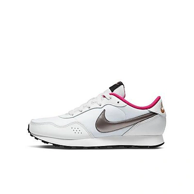 Shop Nike Boys' Big Kids' Md Valiant Casual Shoes In White/metallic Pewter/summit White/black