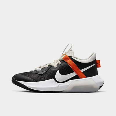 Shop Nike Big Kids' Air Zoom Crossover Basketball Shoes In Black/summit White/light Bone/safety Orange