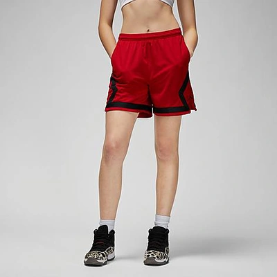 Shop Nike Jordan Women's Heritage Diamond Shorts In Gym Red/black