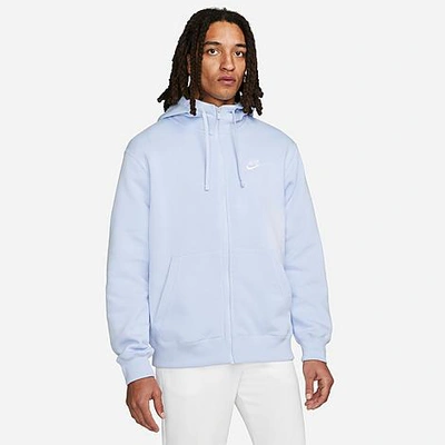 Shop Nike Men's Sportswear Club Fleece Full-zip Hoodie In Light Marine/light Marine/white