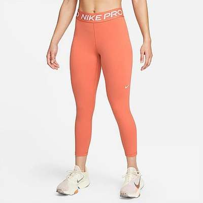 Shop Nike Women's Pro 365 Mid-rise Crop Leggings In Madder Root/white