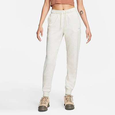 Shop Nike Women's Sportswear Club Fleece Mid-rise Jogger Pants In Oatmeal Heather/white