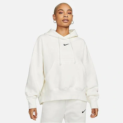 Shop Nike Women's Sportswear Phoenix Fleece Oversized Pullover Hoodie In Sail/black