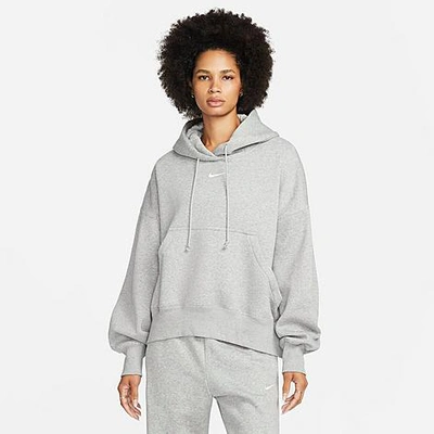 Shop Nike Women's Sportswear Phoenix Fleece Oversized Pullover Hoodie In Dark Grey Heather/sail