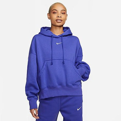 Shop Nike Women's Sportswear Phoenix Fleece Oversized Pullover Hoodie In Lapis/sail