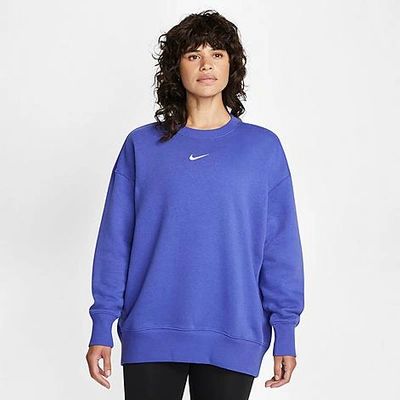 Shop Nike Women's Sportswear Phoenix Fleece Oversized Crewneck Sweatshirt In Lapis/sail