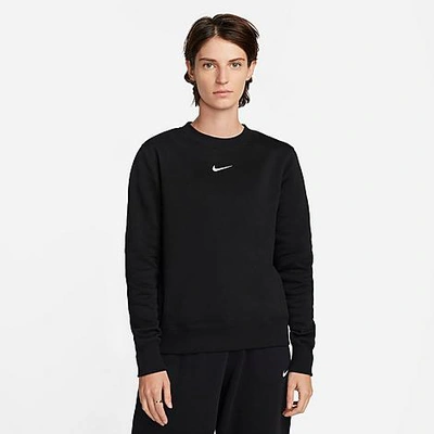 Shop Nike Women's Sportswear Phoenix Fleece Crewneck Sweatshirt In Black/sail