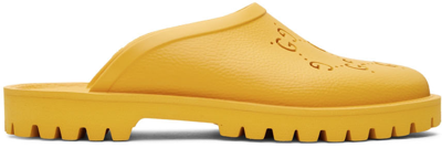 Shop Gucci Yellow Rubber Gg Loafers In 7013 Sunset Yellow