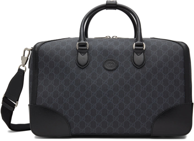 Shop Gucci Black Interlocking G Travel Bag In 1000 Black/black/bla