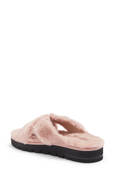 Shop Stuart Weitzman Roza Faux Fur Platform Slide Sandal In Wisteria