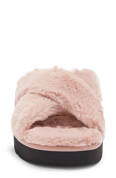 Shop Stuart Weitzman Roza Faux Fur Platform Slide Sandal In Wisteria