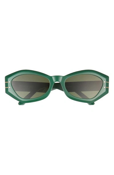 Shop Dior Signature B1u 55mm Butterfly Sunglasses In Shiny Dark Green / Green