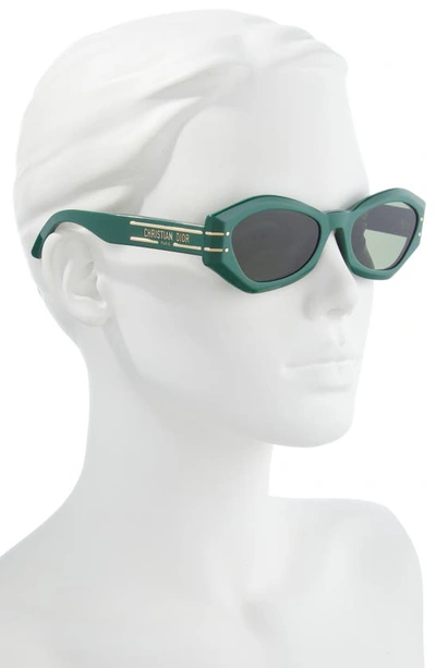 Shop Dior Signature B1u 55mm Butterfly Sunglasses In Shiny Dark Green / Green