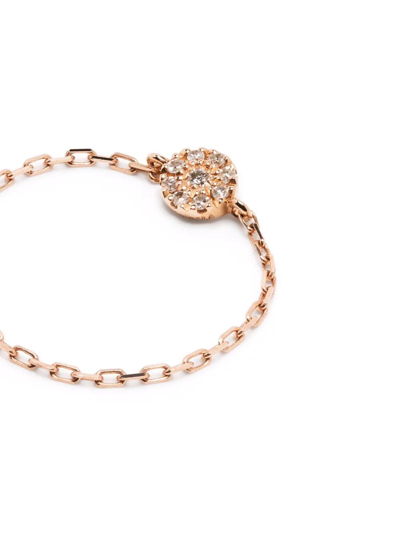 Shop Djula 18kt Rose Gold Target Diamond Chain Ring In Pink