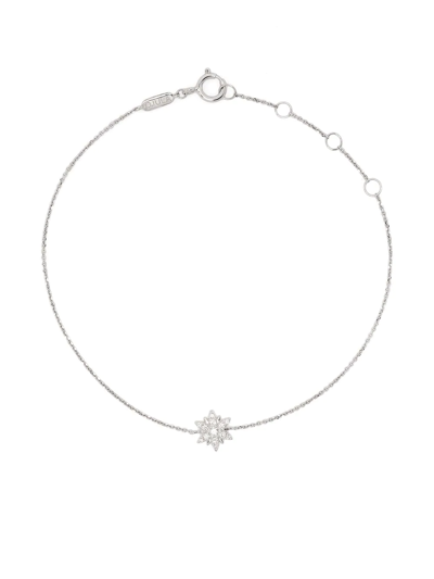 Shop Djula 18kt White Gold Sun Diamond Chain Bracelet In Silver
