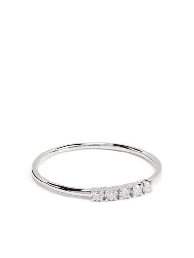 Shop Djula 18kt White Gold 5 Diamond Ring In Silver
