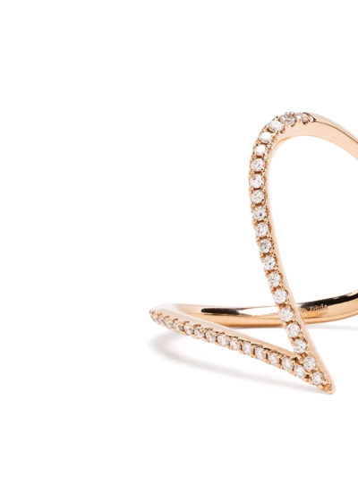 Shop Djula 18kt Rose Gold V Diamond Ring In Pink