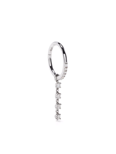 Shop Djula 18kt White Gold Chain Hoop Diamond Earring In Silver