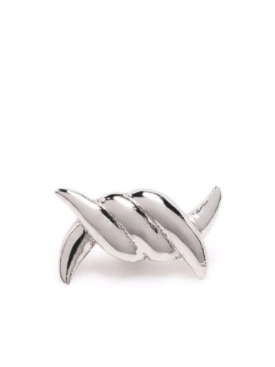 Shop Djula 18kt White Gold Barbelé Earring In Silver