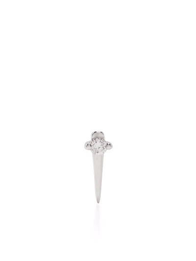 Shop Djula 18kt White Spike Diamond Gold Earring In Silver
