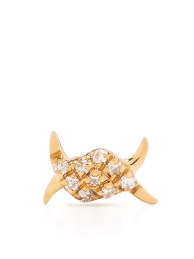 Shop Djula 18kt Yellow Gold Barbelé Diamond Earring