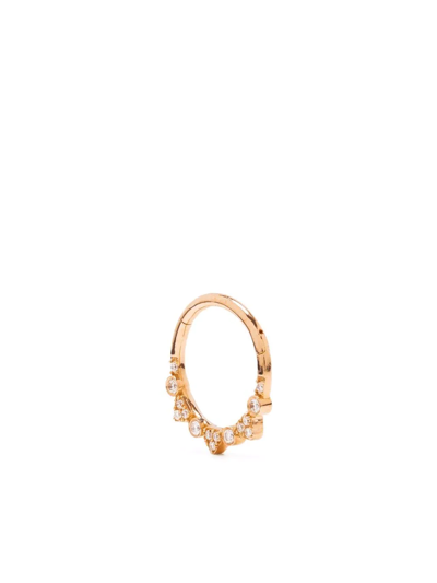 Shop Djula 18kt Rose Gold Spike Diamond Hoop Earring In Pink