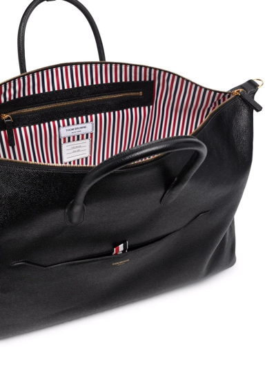 Shop Thom Browne Rwb Stripe Leather Holdall In Schwarz