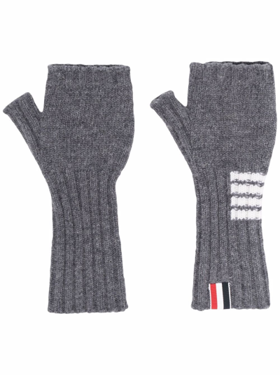 Shop Thom Browne Rwb Stripe Fingerless Gloves In Grau