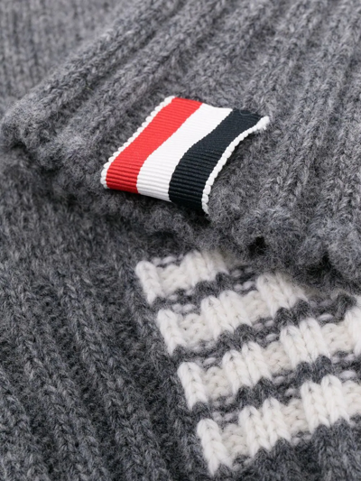 Shop Thom Browne Rwb Stripe Fingerless Gloves In Grau