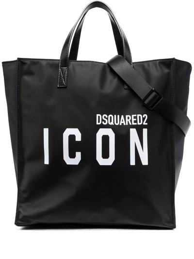 Shop Dsquared2 Logo-print Shoulder Bag In Black