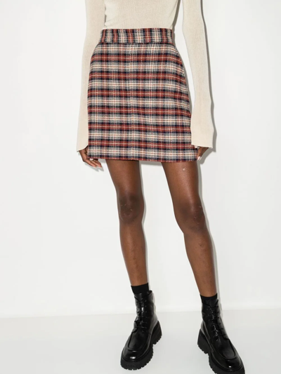 Shop See By Chloé High-rise Houndstooth Miniskirt In Brown