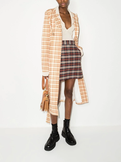 Shop See By Chloé High-rise Houndstooth Miniskirt In Brown